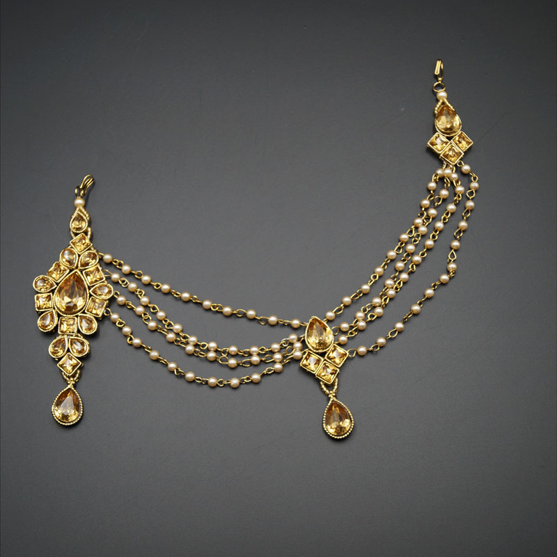 Bala Gold Diamante -Pearl Mathaa Pathi / Passa- Gold | Indian Jewellery ...