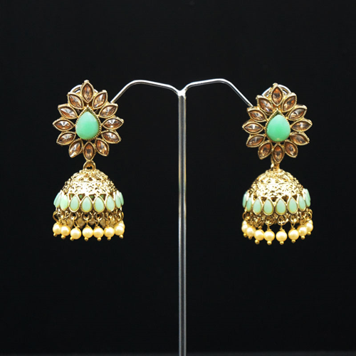 Dahnak - Pista Gold Diamante Jhumka- Antique Gold