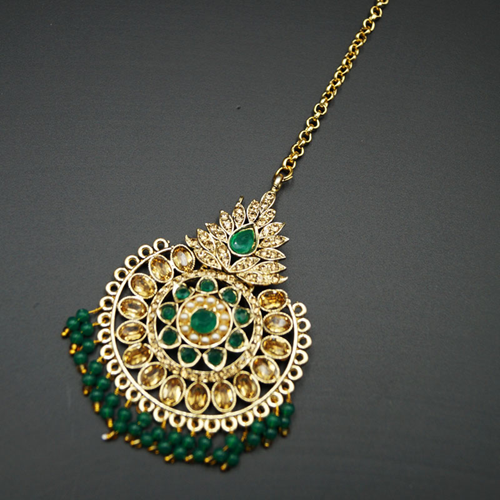 Lini - Green & Gold KundanTikka - Gold