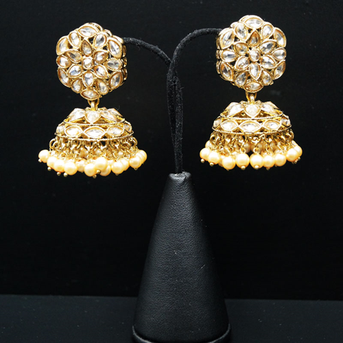  Eva Gold Polki Stone Jhumka- Antique Gold