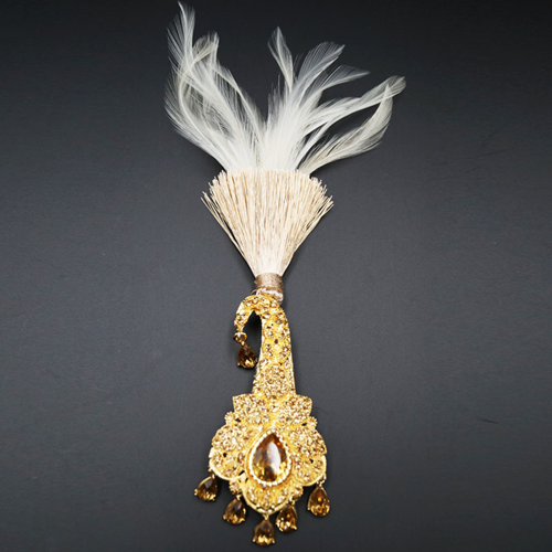 Qeta - Gold Diamante Stone Kalgi - Antique Gold