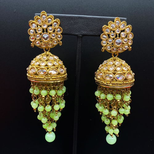 Veva Pista/Gold Polki Stone Jhumka - Antique Gold | Indian Jewellery ...