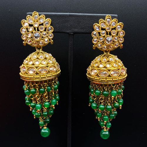 Veva Green/Gold Polki Stone Jhumka - Antique Gold | Indian Jewellery ...