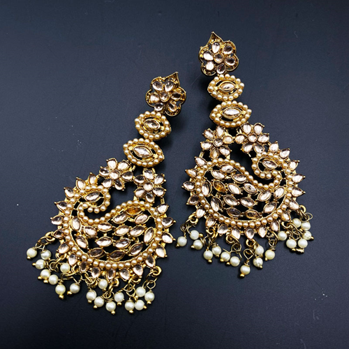 Gira Gold Kundan Stone Earrings - Antique Gold