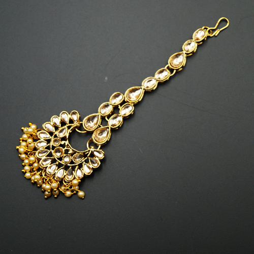 Fizu Gold Polki Stone Tikka - Antique Gold