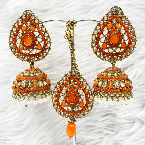 Orange jhumkas hot sale