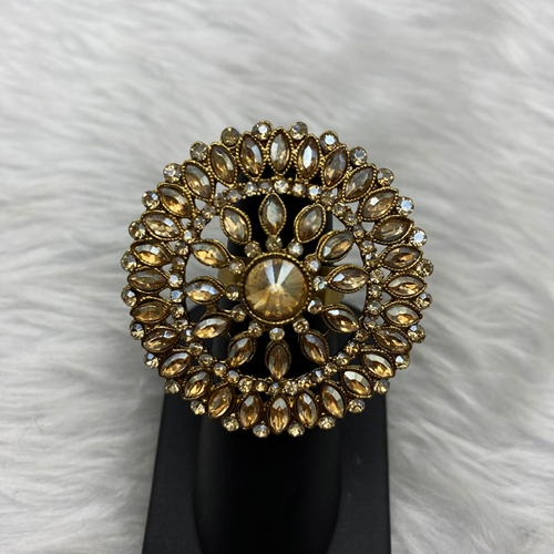 Dila Polki Stone Ring - Antique Gold