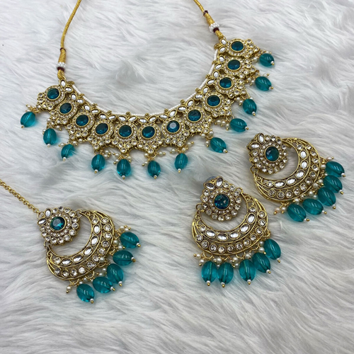 Sara Peacock Kundan Necklace Set - Gold 