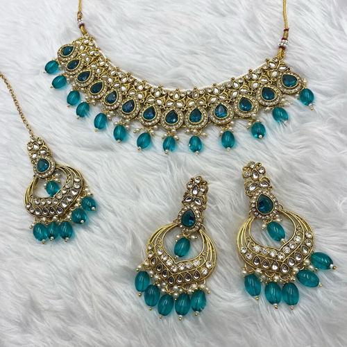 Akti Peacock Kundan Necklace Set - Gold