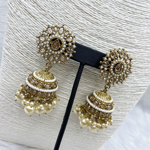 Raga - Pista Gold Polki Jhumka- Antique Gold