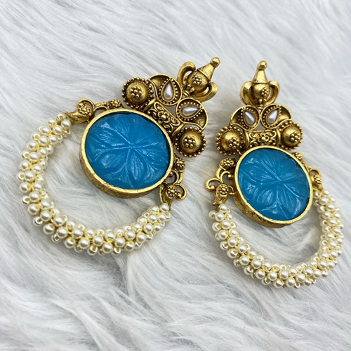 Sham - Turquoise Earrings - Antique Gold