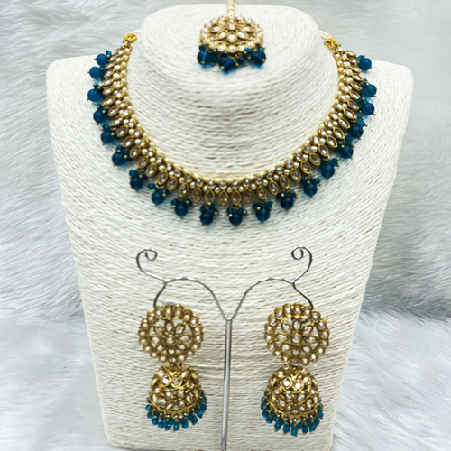 Amraya Gold Polki/Peacock Beads Necklace Set - Antique Gold