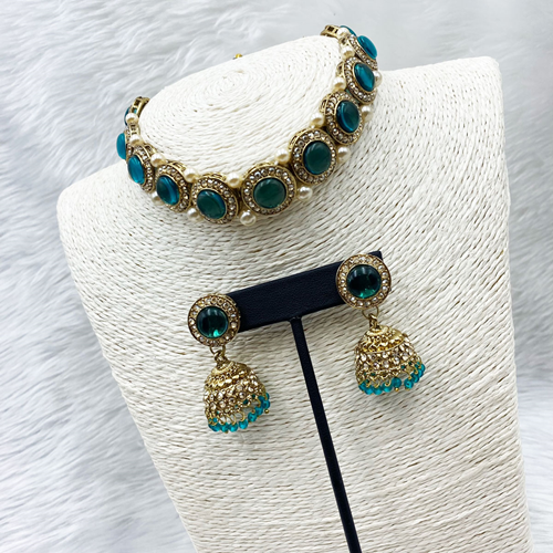 Yami Peacock Choker Necklace Set - Gold