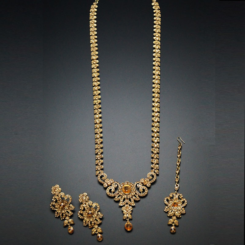  Gagni Gold   Diamante Necklace Set - Gold