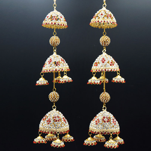 Punj White/Red Diamante Kaleeray - Gold