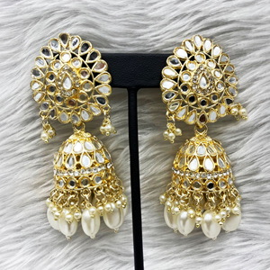 Geeti Mirror Earring & Oversized Tikka Set - Light Gold