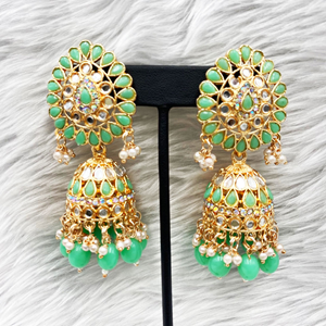 Geeti Pista Mirror Earring & Oversized Tikka Set - Rose Gold