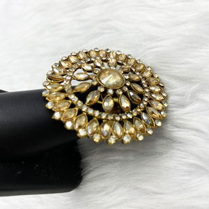 Dila Polki Stone Ring - Antique Gold