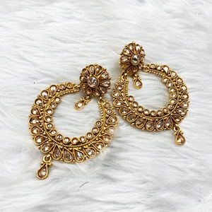  Piyu Gold Polki Stone Earring Tikka Set - Gold