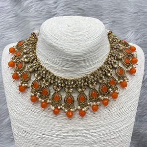 Jara Orange Necklace Set - Antique Gold