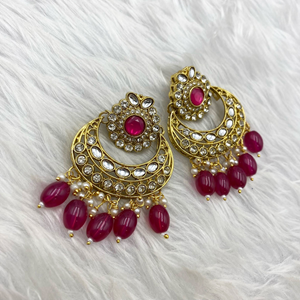 Sara Pink Kundan Necklace Set - Gold  