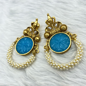 Sham - Turquoise Earrings - Antique Gold