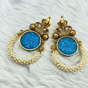 Sham - Turquoise Earrings - Antique Gold