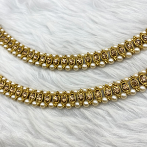 Omni - Gold Diamante Payals & Champagne Pearls- Antique Gold