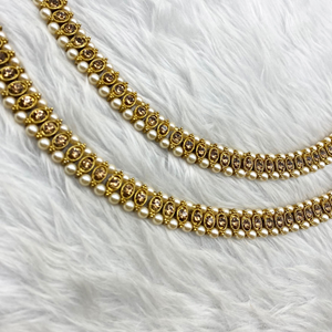 Omni - Gold Diamante Payals & Champagne Pearls- Antique Gold