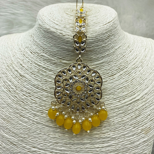 Llisa Yellow Earring Tikka Set - Light Gold