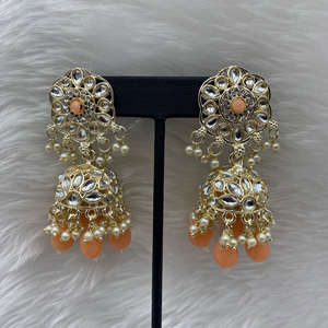 Llisa Peach Earring Tikka Set - Light Gold