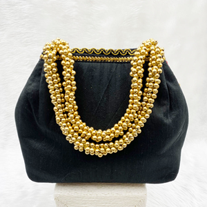 Anay Black Potli Bag - Gold