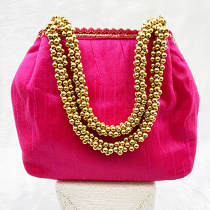 Anay Pink Potli Bag - Gold