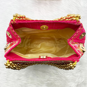 Anay Pink Potli Bag - Gold