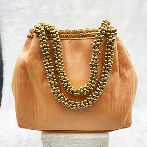 Anay Peach Potli Bag - Gold