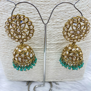 Amraya Gold Polki/Jade Beads Necklace Set - Antique Gold