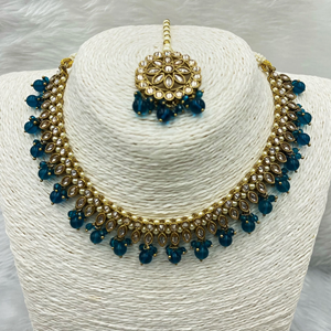 Amraya Gold Polki/Peacock Beads Necklace Set - Antique Gold