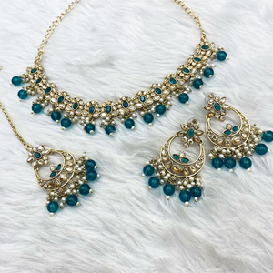 Avani Peacock Beads Necklace Set -Gold