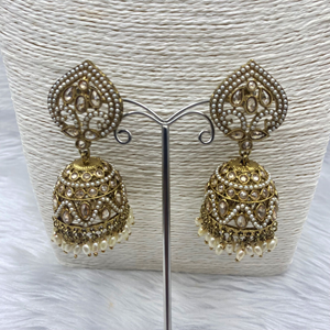 Tapti Gold Polki Stone Necklace Set - Antique Gold