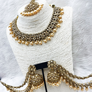 Rano Gold Polki Sahara Necklace Set - Antique Gold