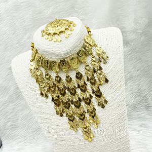 Vaju Gold Look Choker Necklace Set - Gold