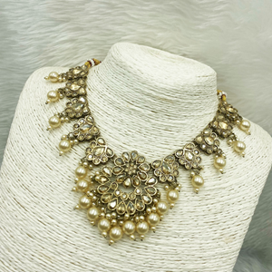 Vian Gold Stone Necklace Set - Antique Gold