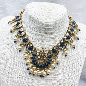 Vian Teal Necklace Set - Antique Gold