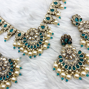 Vian Peacock Necklace Set - Antique Gold