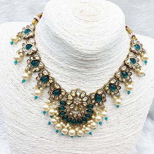 Vian Peacock Necklace Set - Antique Gold