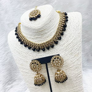  Gati Black Necklace Set - Antique Gold