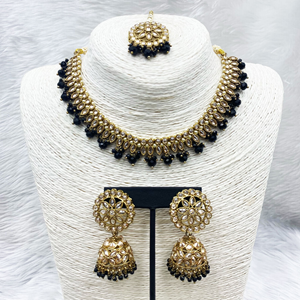  Gati Black Necklace Set - Antique Gold