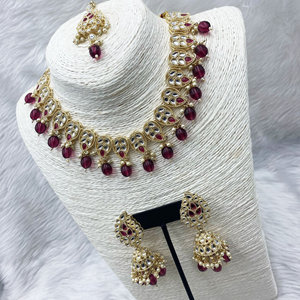 Hala Pink Necklace Set - Light Gold