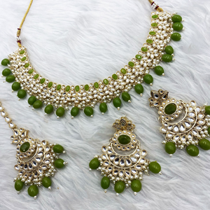 Bidu Olive Necklace Set - Light Gold