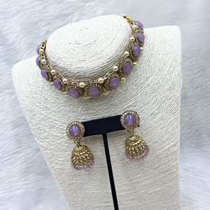 Yami Lilac Choker Necklace Set - Gold